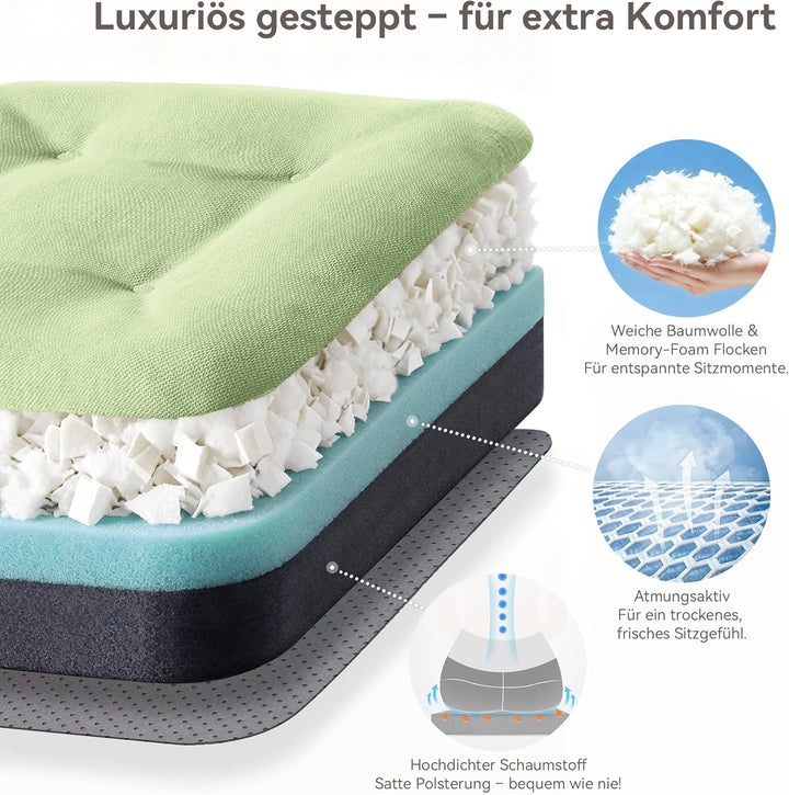 Codi Sitzkissen 40x40×8 cm 6er Set, Extra Dicke, Bequeme Stuhlkissen mit wasserabweisendem Bezug – W