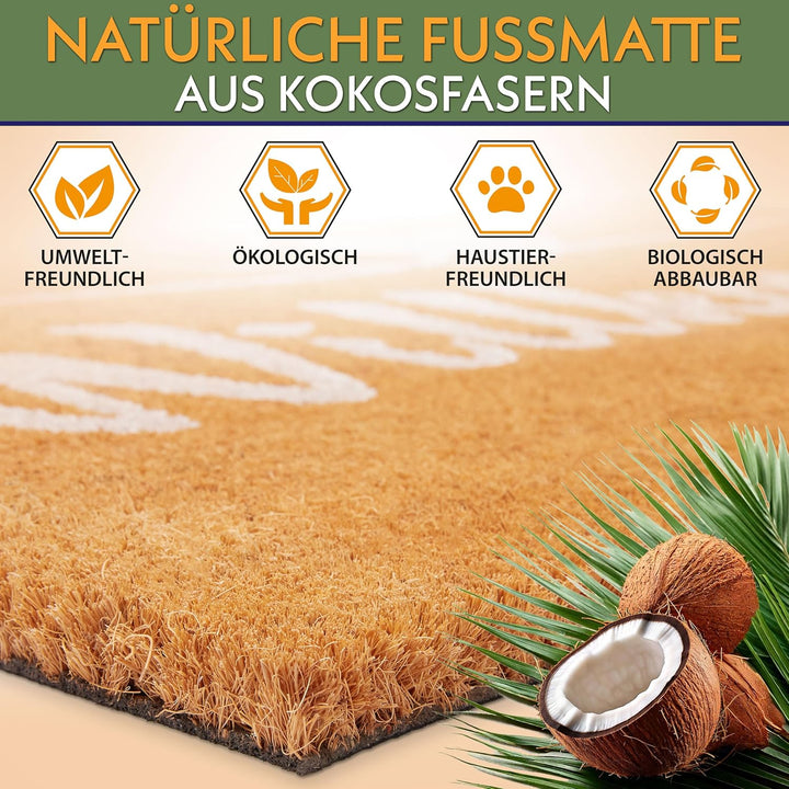 BRUBAKER Fussmatte für Aussen und Innen - Willkommen mit Herzen - 45 x 75 cm Schmutzfangmatte aus 10