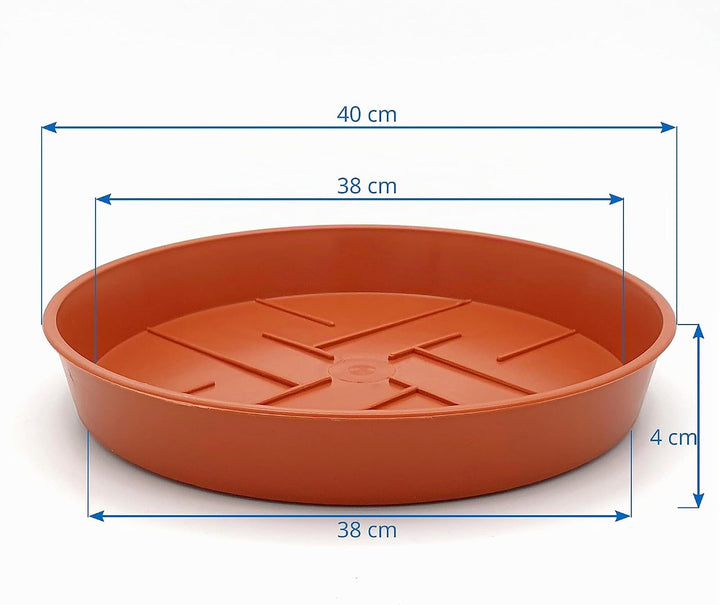10er-Set Blumentopf-Untersetzer Rund aus Plastik 40 cm Durchmesser, Untertopf für Innen- und Aussenb