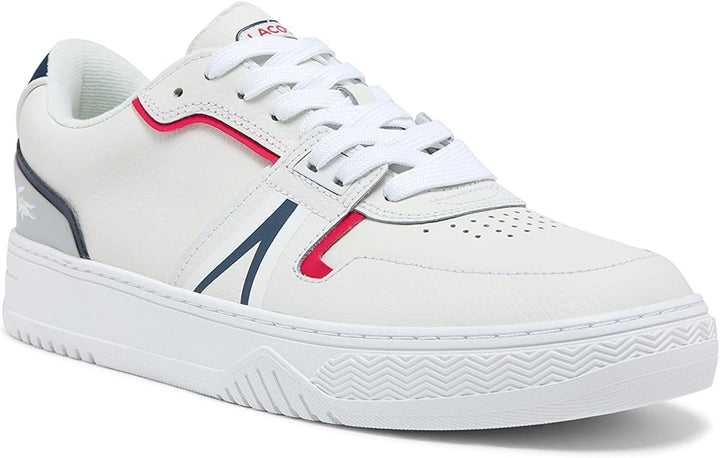 Lacoste Herren Low-Top Sneaker L001 0321 1 SMA, Männer Halbschuhe 42 EU Weiss Marineblau Rot 407, 42