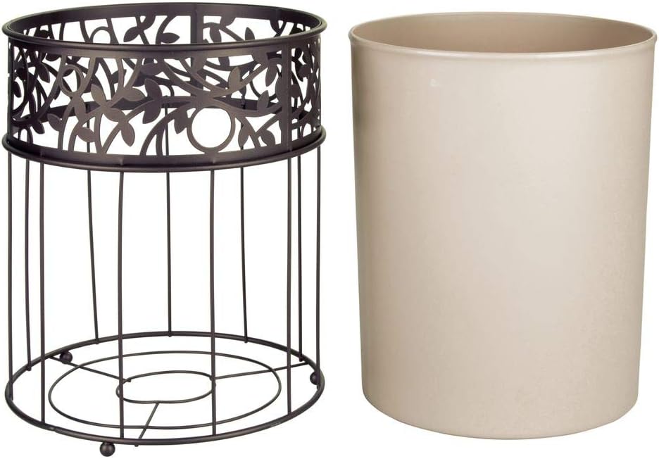 iDesign 86941EU Vine Abfalleimer, vanille / bronze, Vanille / Bronze