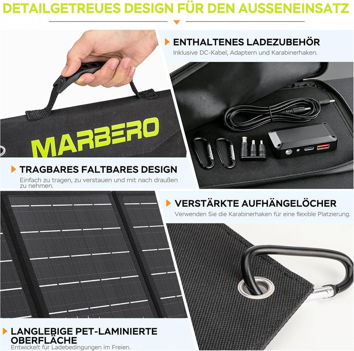 MARBERO 30W Solarladegerät faltbares Solarl Ladegerät für tragbare Kraftwerksgeneratoren Solarmodul