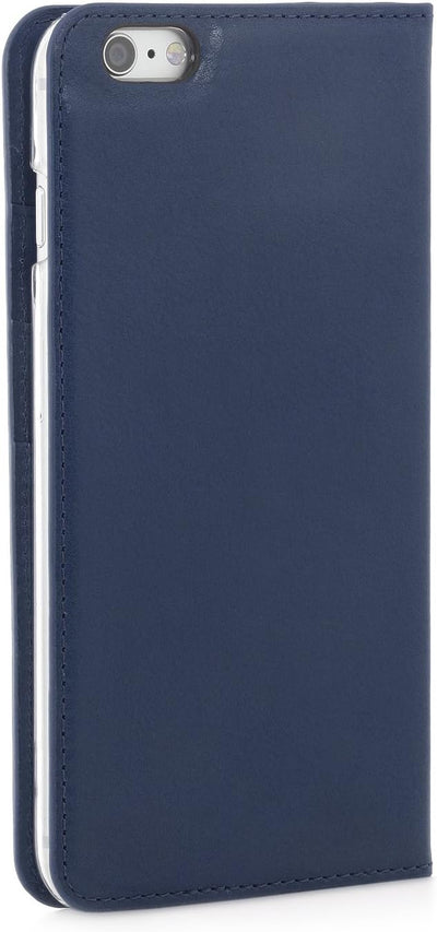 STILGUT Leder-Hülle kompatibel mit iPhone 6s Plus Wallet-Case, Italian Series: dunkelblau, Dunkelbla