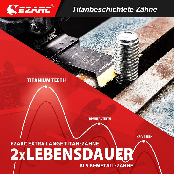 EZARC Oszillierende Multitool Sägeblätter Titanium, 4 tlg Tauchschneiden, Multitool-Klingen für Meta