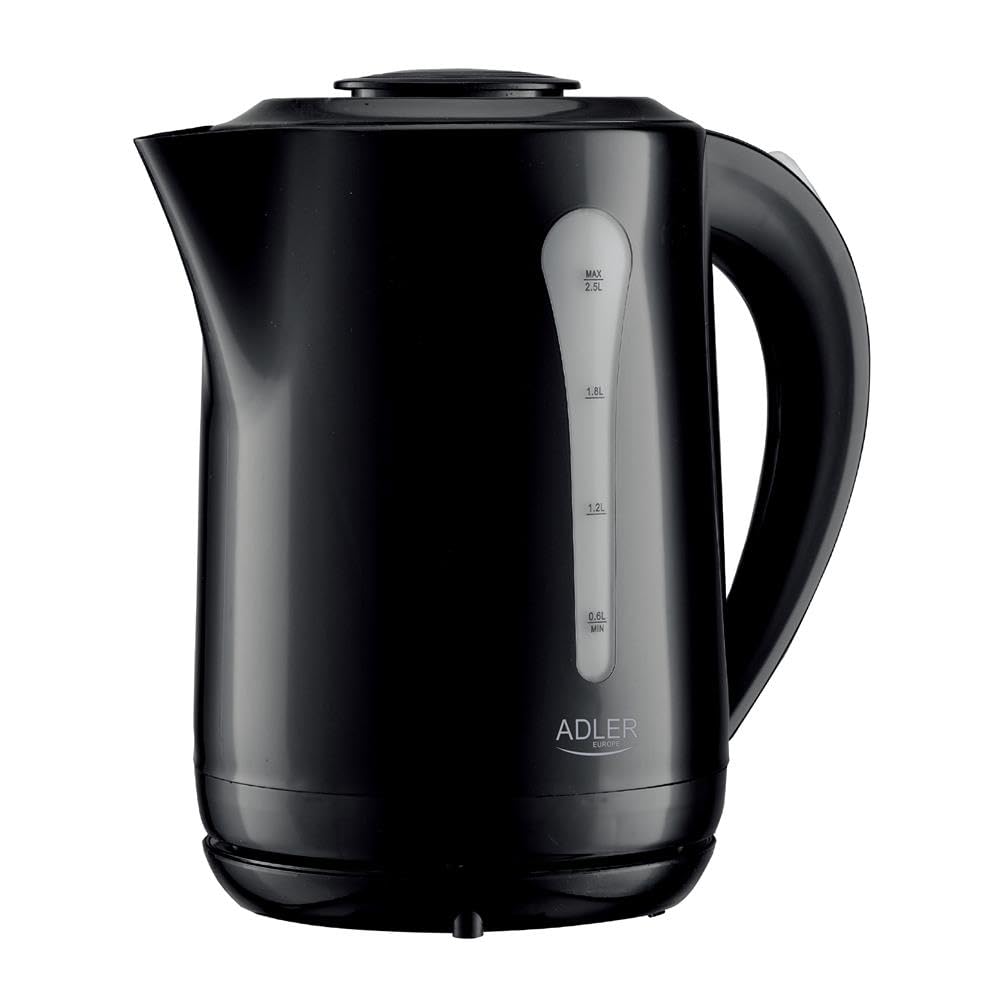 ADLER EUROPE AD 1244 Wasserkocher, 2,5 L Fassungsvermögen, 2200W, Automatische Abschaltung, Schwarz