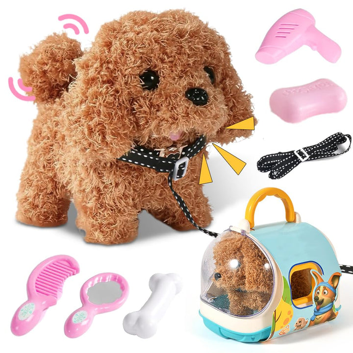 Plüsch Hund Spielzeug Kinder Elektronische Haustiere Hund der Läuft und Bellt mit Leine Interaktives