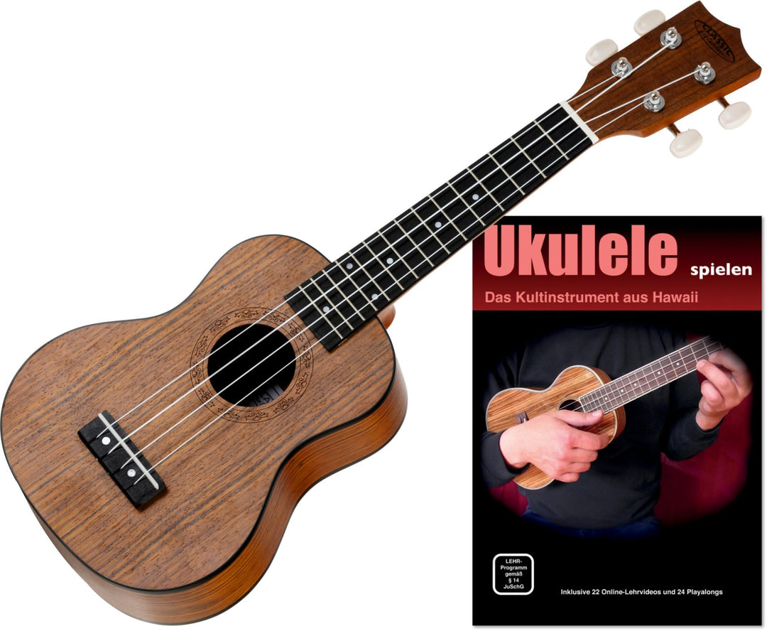 Classic Cantabile Ukulele Sopran Walnuss SET inkl. Ukulelenschule