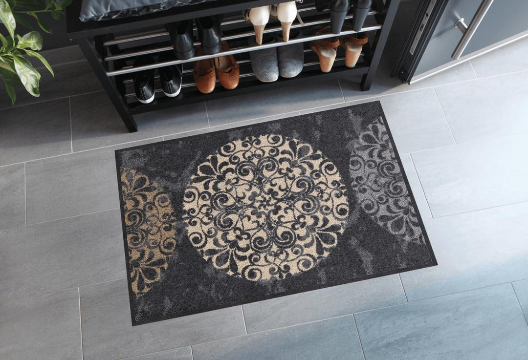 Salonloewe Fliesenkreise Fussmatte waschbar 050 x 075 cm Fussabtreter Schmutzfangmatte Eingangs-Matt