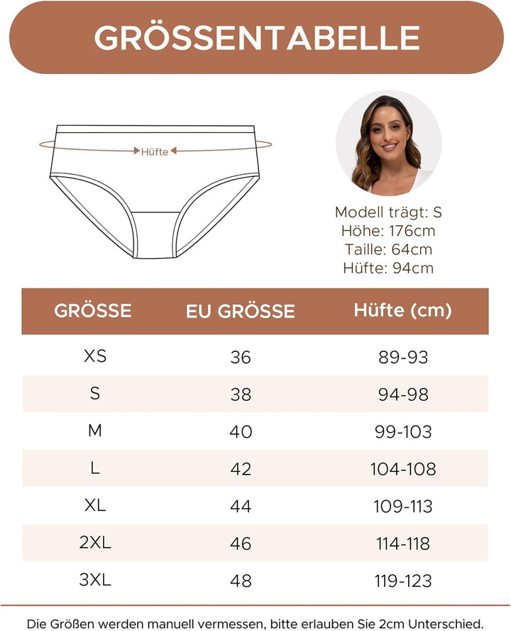 INNERSY Unterhosen Damen Baumwolle Atmungsaktive Hipster Unterwäsche Basic Bequem Panties 6er Pack,