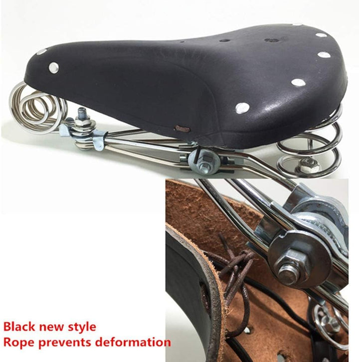 Fahrradsitz, Baceyong Bequemer Fahrradsattel, Vintage klassischer Rindsleder Fahrradsitz mit Federn