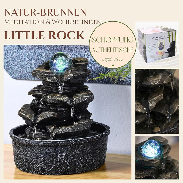 Zen'Light Little Rock Brunnen aus Polyresin, Dunkelbraun, 20 x 20 x