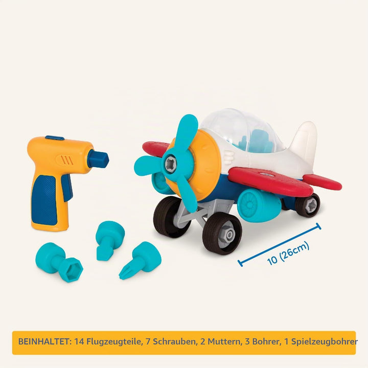 Battat – Konstruktionsspielzeug Flugzeug – Konstruktionsspielzeug Flugzeug – Spielzeugflugzeug mit B