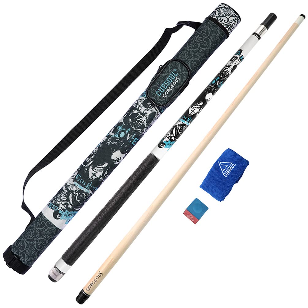 CUESOUL Gorgeous 58inches 19oz Pool Quee Stick, 13mm Spitze Weiss, Weiß