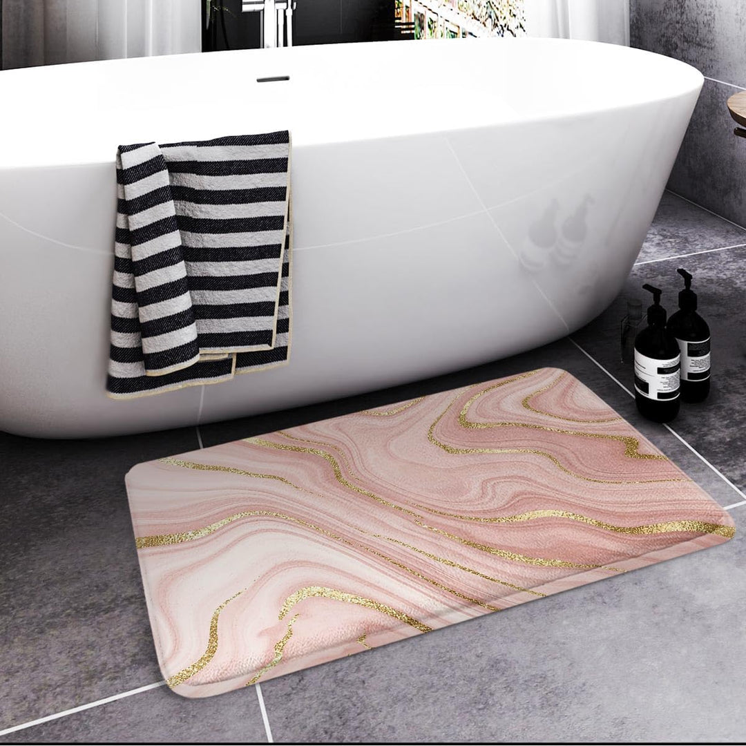 Britimes Badematten für Badezimmer, Badezimmerteppiche, rutschfest, Marmor, waschbarer Bezug, Bodenv