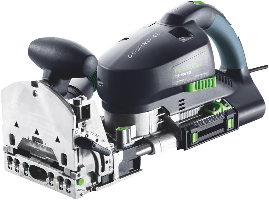 Festool Dübelfräse DF 700 EQ-Plus DOMINO XL (mit DOMINO Fräser, Zusatzanschlag, leere Dübelbox, Gabe