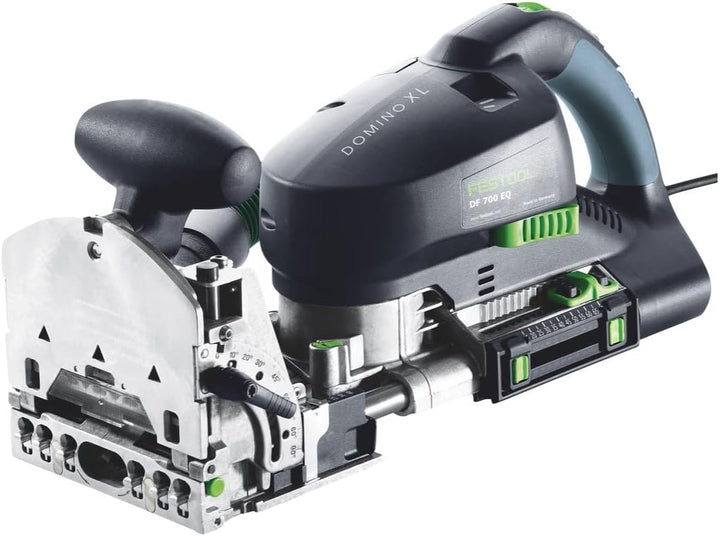 Festool Dübelfräse DF 700 EQ-Plus DOMINO XL (mit DOMINO Fräser, Zusatzanschlag, leere Dübelbox, Gabe
