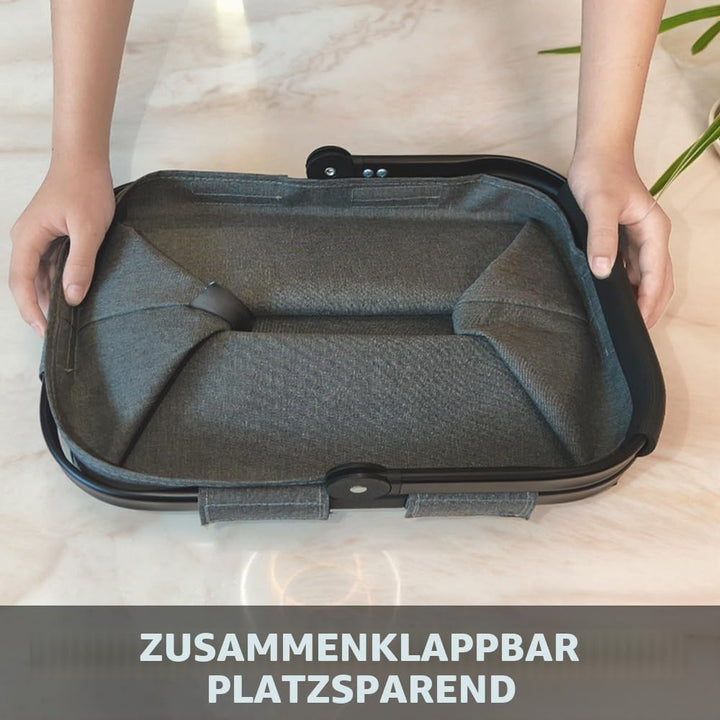 Tragekorb Faltbar 30L Einkaufskorb Gross Picknickkorb mit Gepolsterten Griffen Praktischer Klappkorb