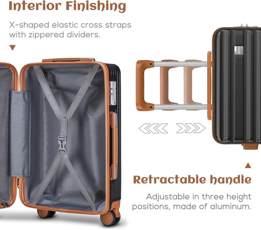 Joyway Hartschalen Koffer Set 3 Stück,Handgepäck Reisekoffer 4 Rollen Leicht, Rollkoffer mit Trolley