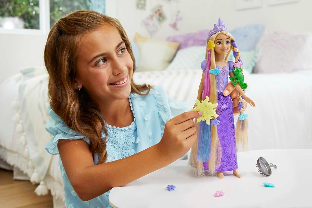Disney Prinzessinnen Rapunzel Puppe, mit extra langen Haaren und Farbwechsel Funktion, inkl. Haar Ac