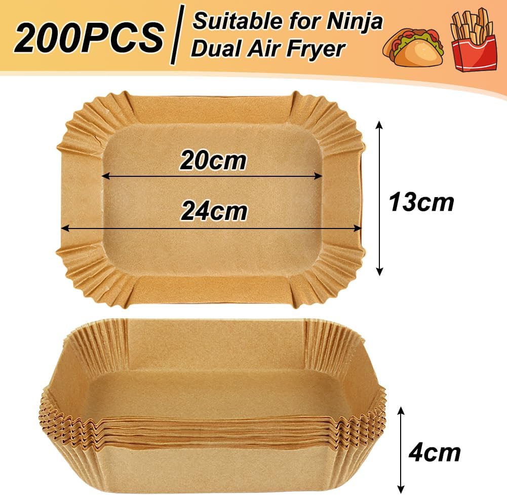 200PCS Backpapier für Heissluftfritteuse, Air Fryer Zubehör für Ninja SL400EU/AF400EU/AF451EU Foodi