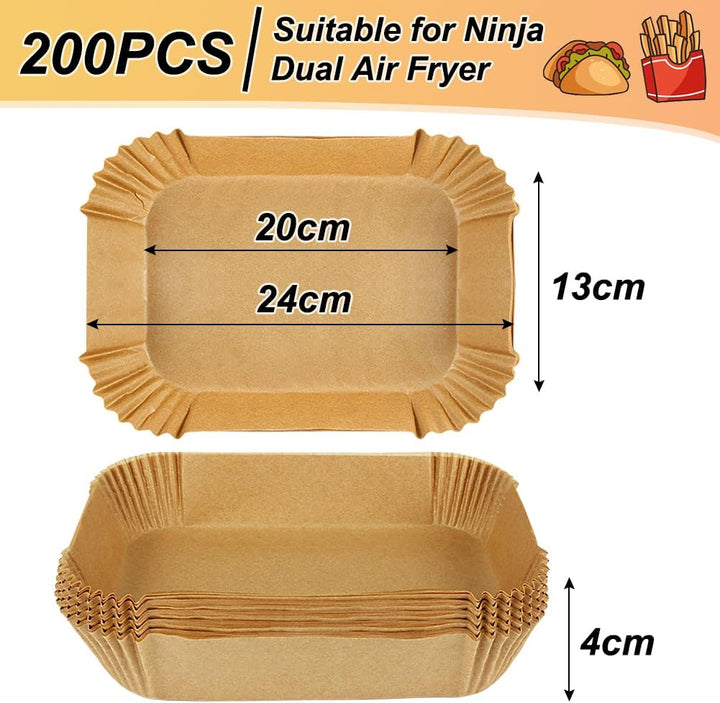 200PCS Backpapier für Heissluftfritteuse, Air Fryer Zubehör für Ninja SL400EU/AF400EU/AF451EU Foodi