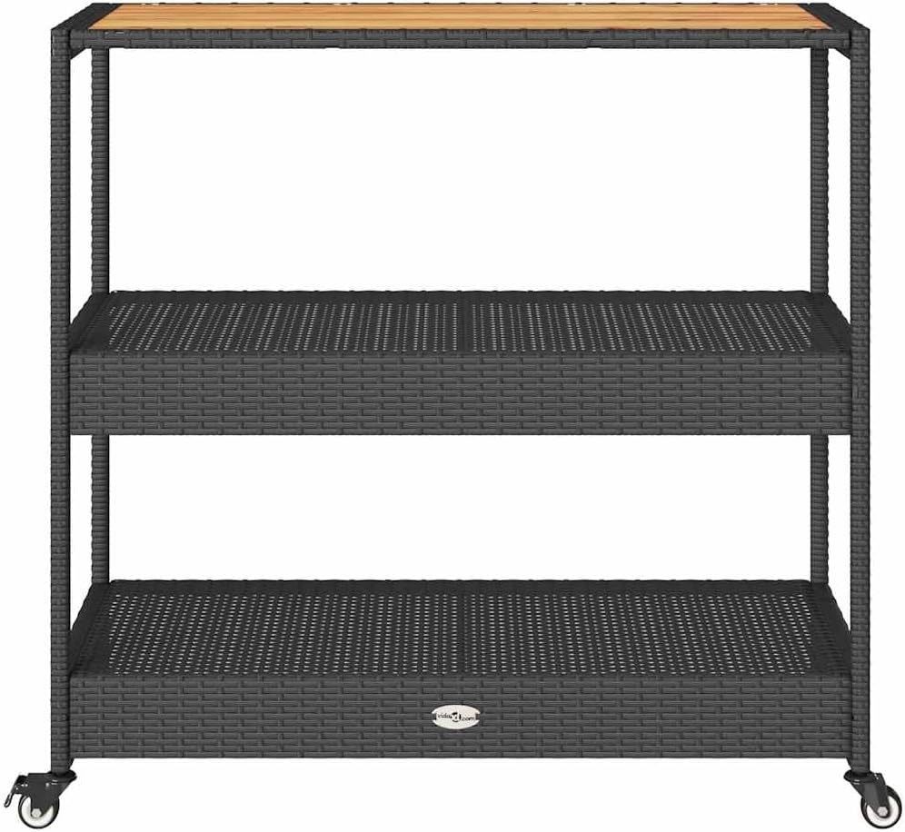 vidaXL Barwagen 3 Böden, Servierwagen mit Rollen Stahlgestell, Rollwagen für Küche Garten Esszimmer,