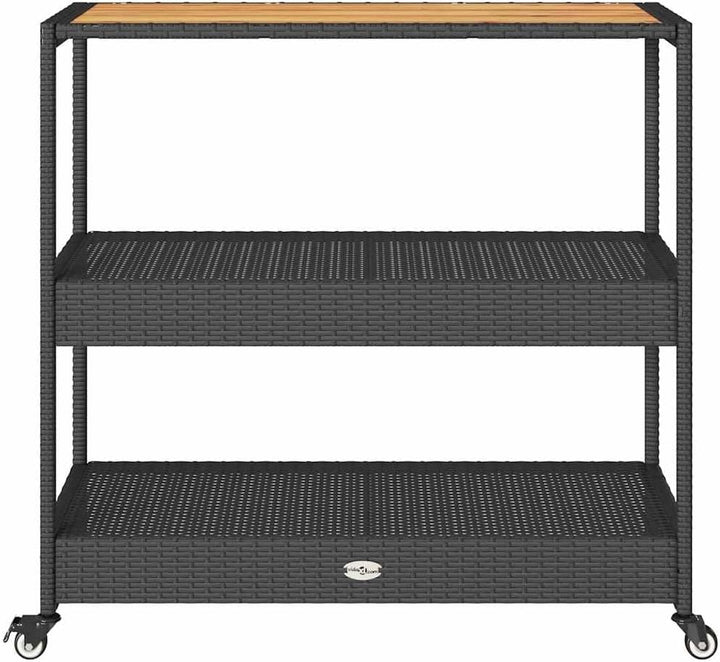 vidaXL Barwagen 3 Böden, Servierwagen mit Rollen Stahlgestell, Rollwagen für Küche Garten Esszimmer,