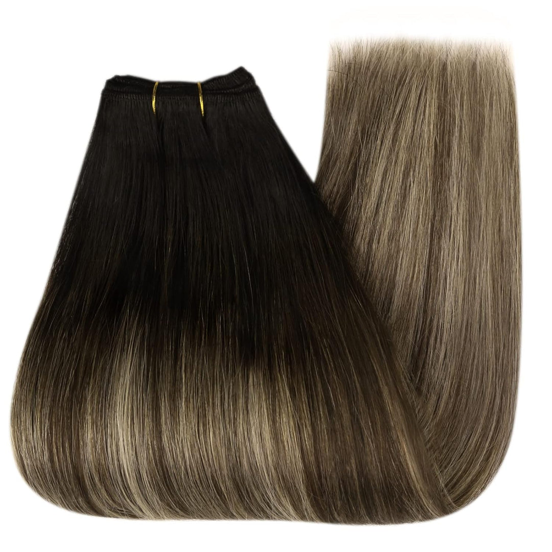 YoungSee Echthaar Tressen Balayage Tressen Echthaar Schwarz Ombre Braun Blond Haartressen Echthaar 5