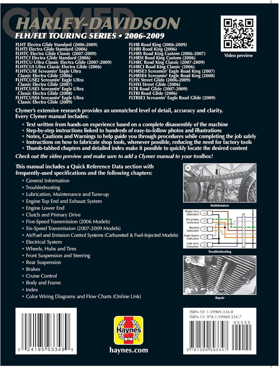 Harley-Davidson Road King, Electra Glide & Screaming Eagle (2006-2009) Clymer Repair Manual (Clymer