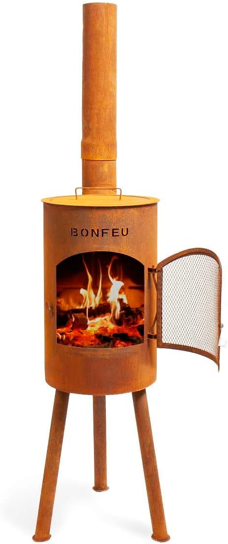 BonFeu Bongiano SP Rost - Terrassenofen - Feuerstelle mit Funkenschutz für entspannte Abende - Feuer