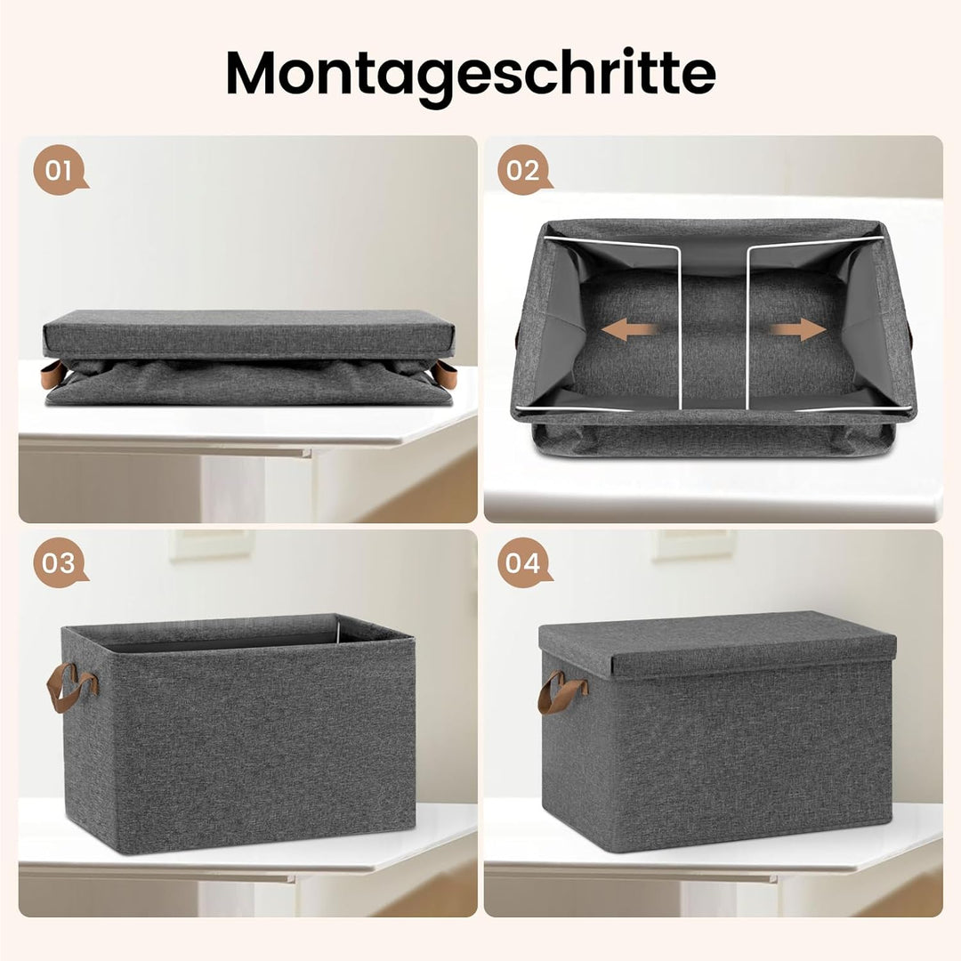 WOLTU Aufbewahrungsboxen 5er Set, Box mit Deckel Griffen, Aufbewahrungskorb faltbar, Stoffbox, Organ