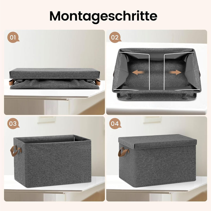 WOLTU Aufbewahrungsboxen 5er Set, Box mit Deckel Griffen, Aufbewahrungskorb faltbar, Stoffbox, Organ