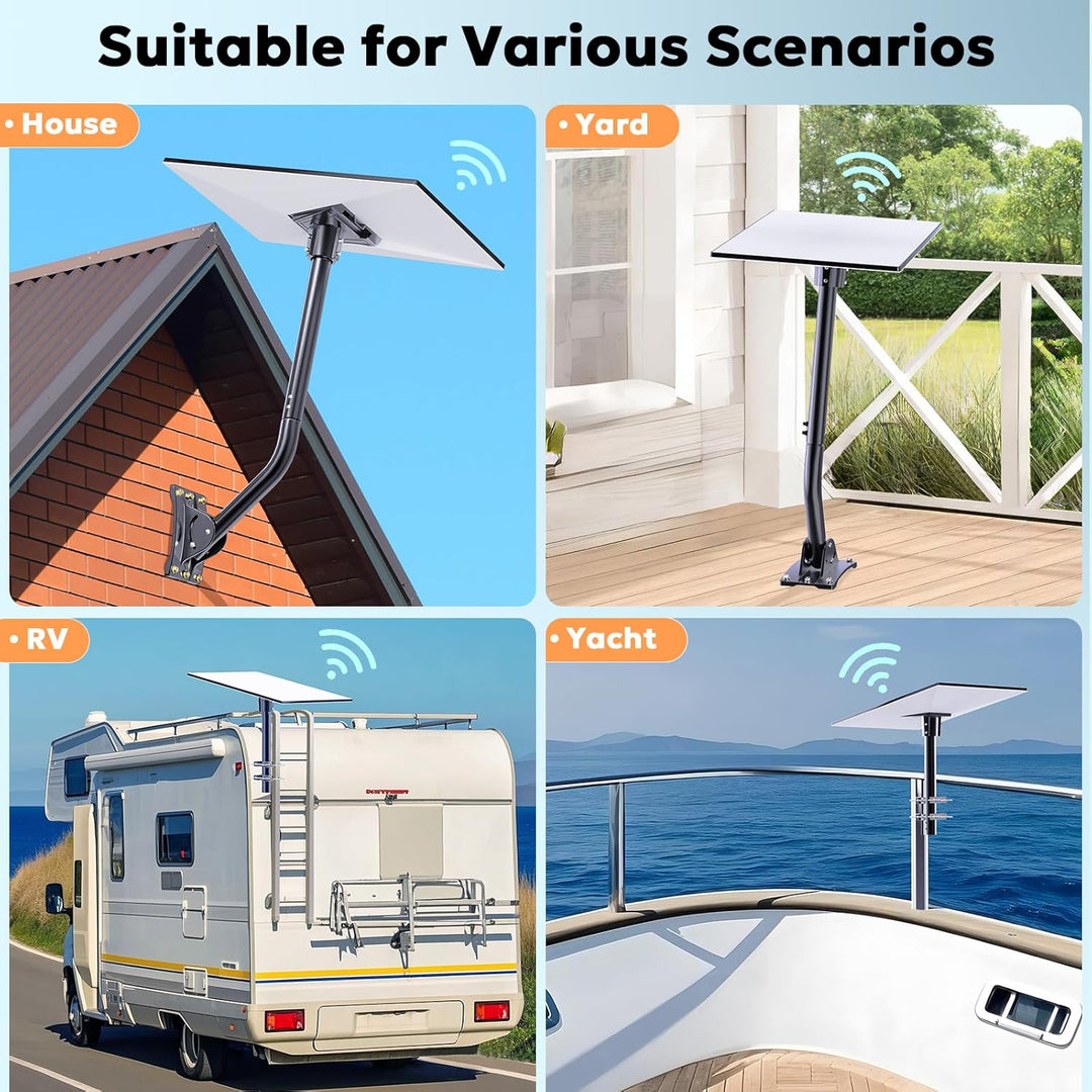FOOING Starlink Gen 3 Montagekit mit 2 U-Bolzen-Schellen - Schwerlast-Verstellbarer Mast- & Wandadap