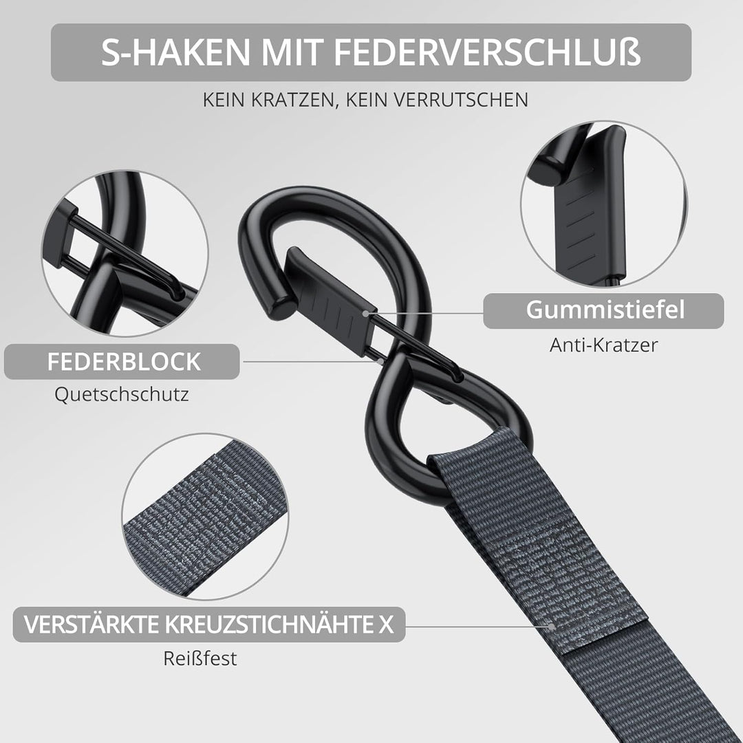 Justech 2 einziehbare Selbstaufrollende Spanngurte Ratschengurte, 3,5m Länge, 2,5cm Breite, Bruchfes
