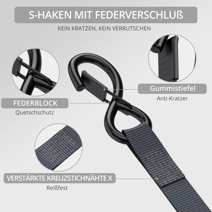 Justech 2 einziehbare Selbstaufrollende Spanngurte Ratschengurte, 3,5m Länge, 2,5cm Breite, Bruchfes