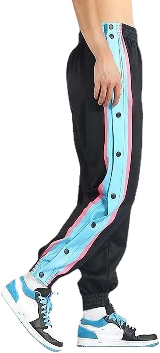 Eauptffy Reha Hose Damen mit Seitlicher Knopfleiste Lange Jogginghose Seitlich Zu öffnen Loose Gummi
