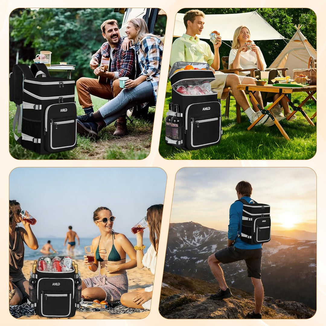 40 Dosen Isolierter Kühlrucksack 30L, Thermo Rucksack Gross, Auslaufsichere wasserdichte Picknickruc