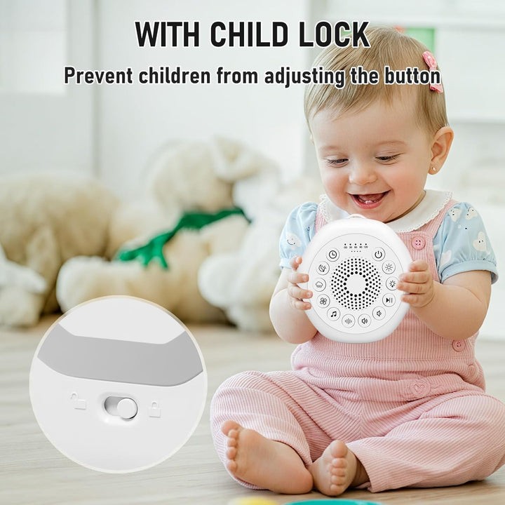 White Noise Machine für Babys, Geräuschmaschine mit 27 Beruhigenden Geräuschen, Nachtlicht und Timer