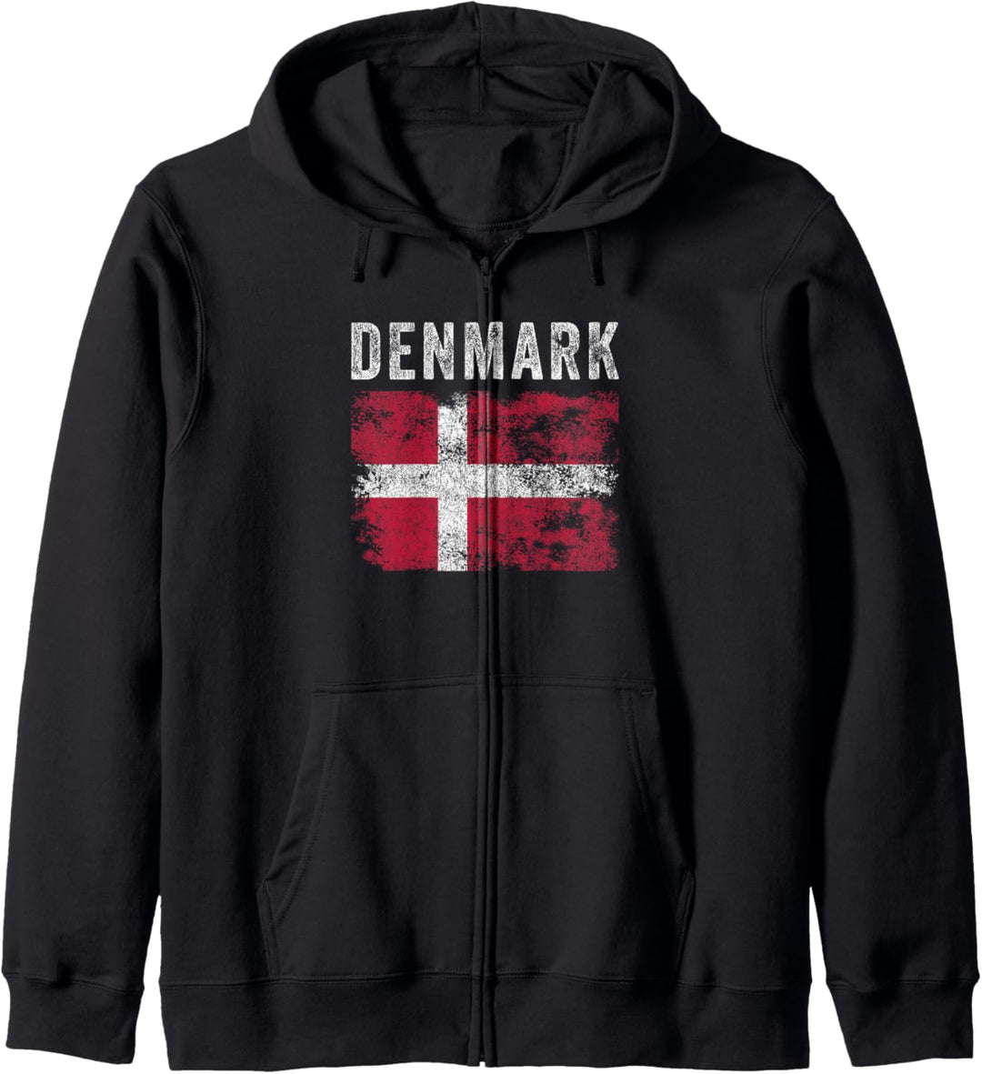 Dänemark Flagge Distressed - Herren Damen Kinder - Dänische Flagge Kapuzenjacke