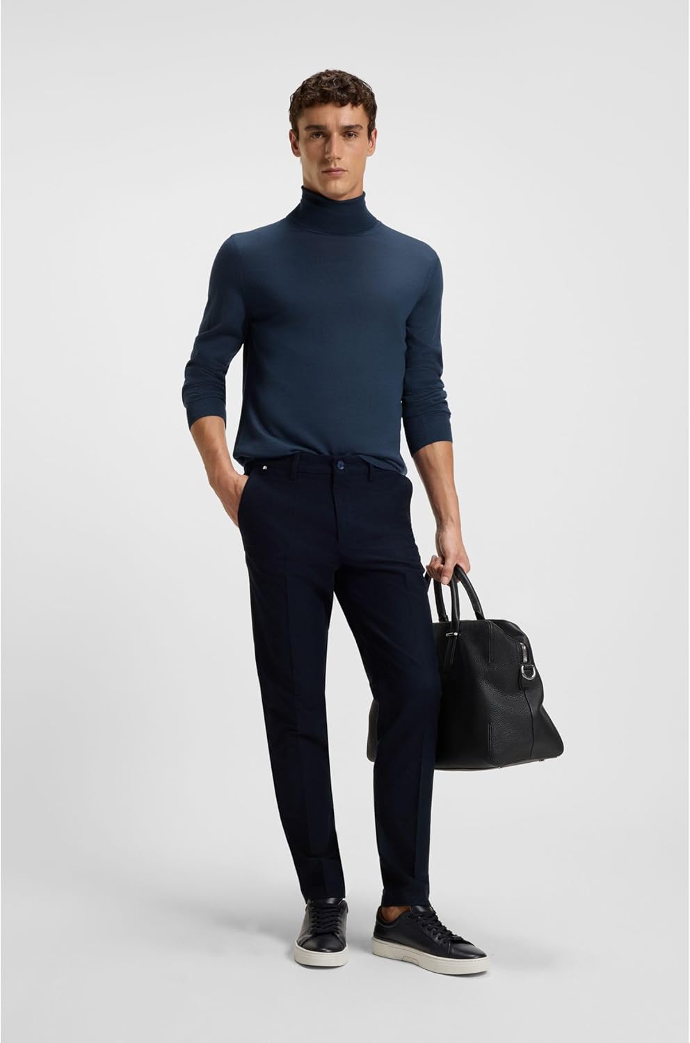 BOSS Herren Musso-P Regular-Fit Rollkragenpullover aus Merinowolle S Blau473, S Blau473