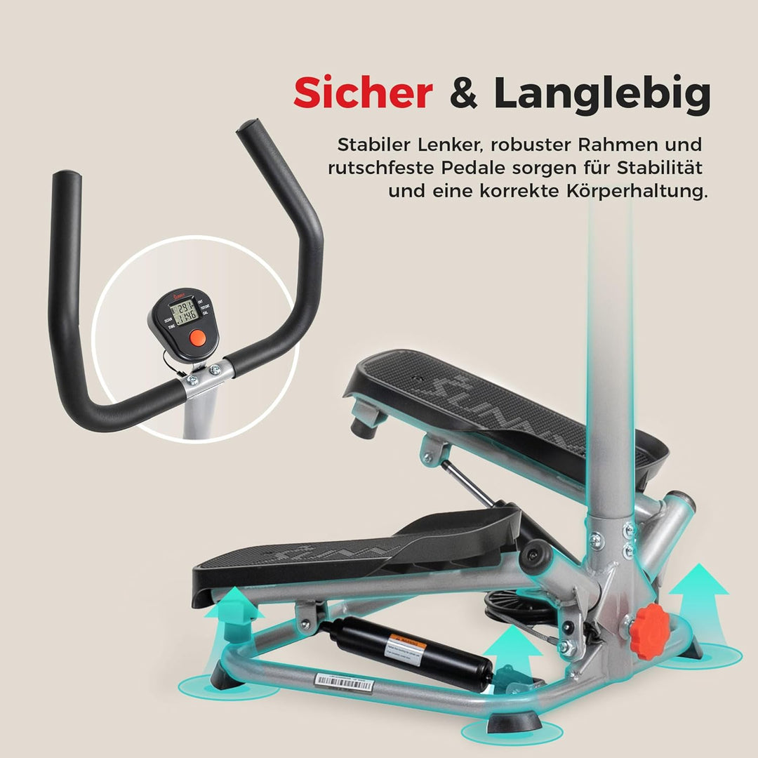 Sunny Health &amp; Fitness Twist Stepper für zuhause, Low-Impact Übung Stepper für Ganzkörpertraining, O