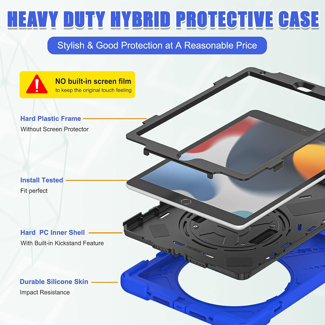 UFinetech iPad 9 Generation Hülle, iPad 10.2 2019 Hülle, iPad Case 7./8., 360 Drehbarer Ständer Hand