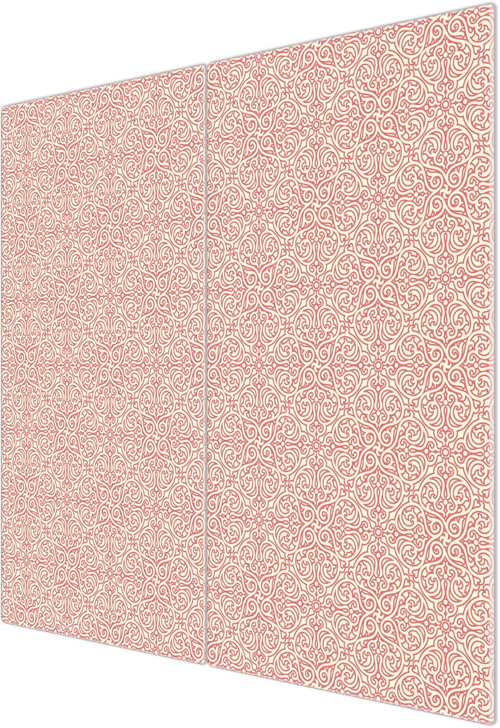 banjado® Herdabdeckplatte Glas 2-teilig je 30x52 cm/Schneidebrett Herdabdeckung mit Motiv Rosa Arabe
