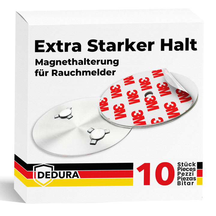 Rauchmelder Magnethalter 10er Set mit extra starken Klebepads - ohne Bohren und Schrauben - Magnetha