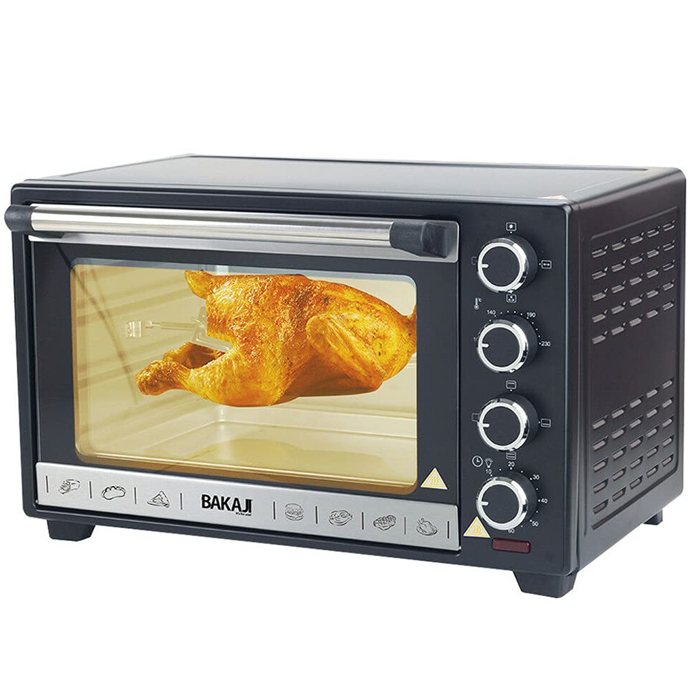 Bakaji Elektroofen, belüftet, Kapazität 30 Liter, Leistung 1600 W, Temperatur einstellbar bis 230 °,