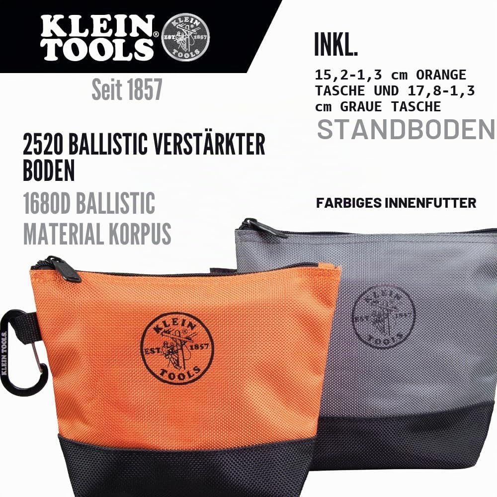Utility-Tasche, reissverschluss-Werkzeugtaschen in marrone, nero, grigio, rosso, 31,8 cm tela, 2 Tas
