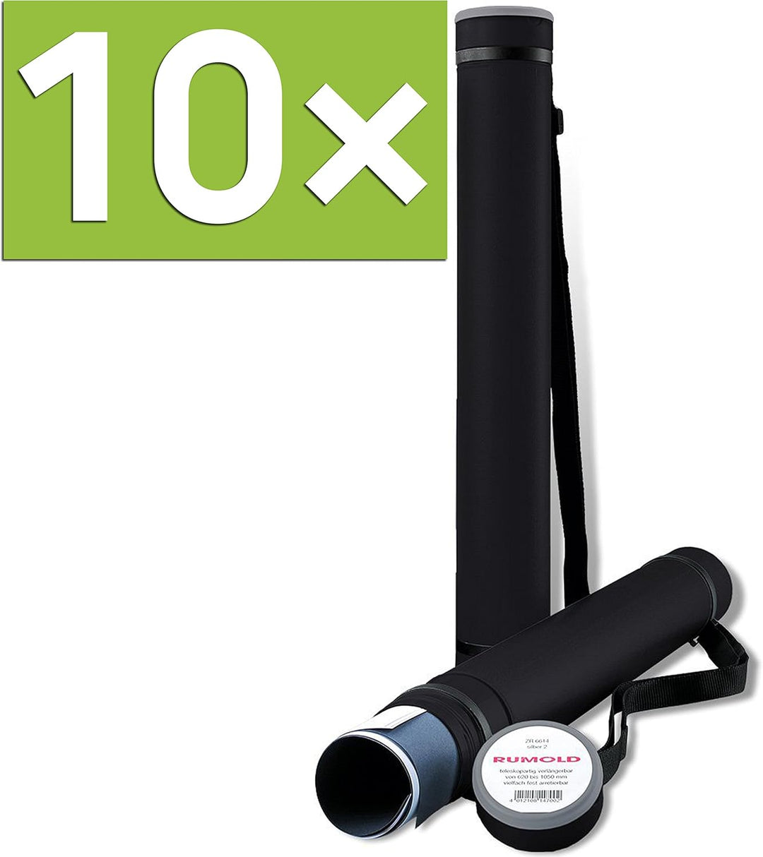 Rumold Zeichenrollen-Köcher, 600 mm - 1000 mm, Ø 80 mm, Polyethylen (10 Köcher, schwarz)