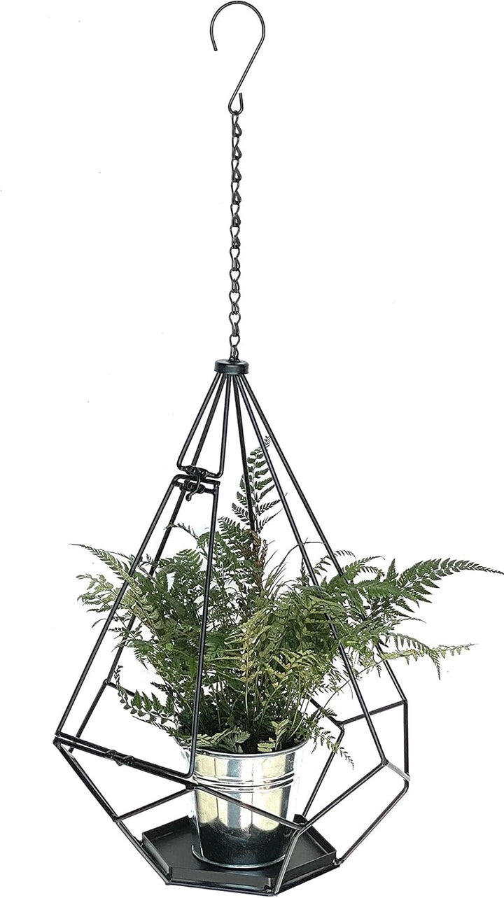 DanDiBo Blumenampel Innen Metall Wand Hängepflanzen 82 cm 96075 L mit Tür 6 Ecken Pflanzenhänger Blu
