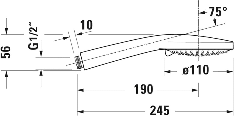 Duravit Universal Duschkopf, Duschbrause mit 3 Strahlarten (Rain, Intense Rain, Soft Rain), Handbrau