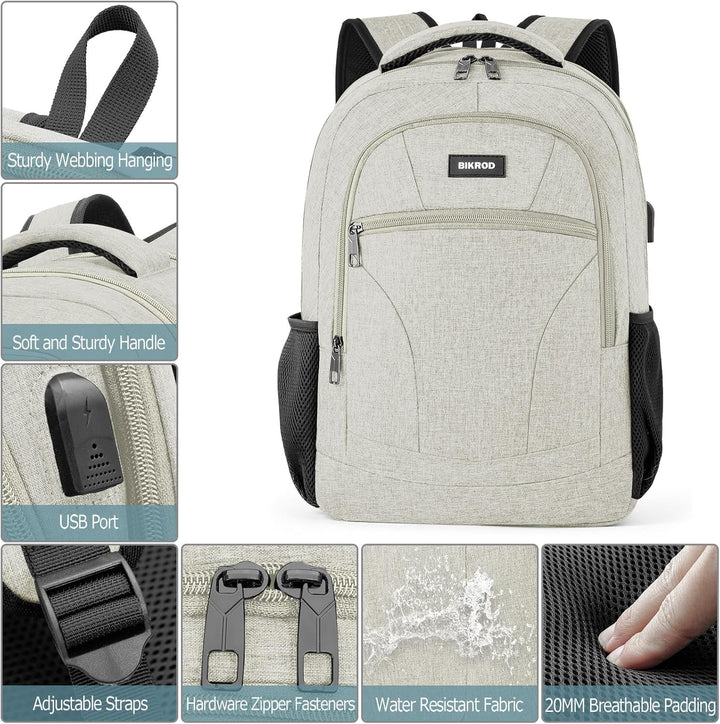 BIKROD Rucksack Herren und Damen, Schulrucksack Jungen Mädchen Teenager, 15.6 Zoll Laptop Arbeit Day